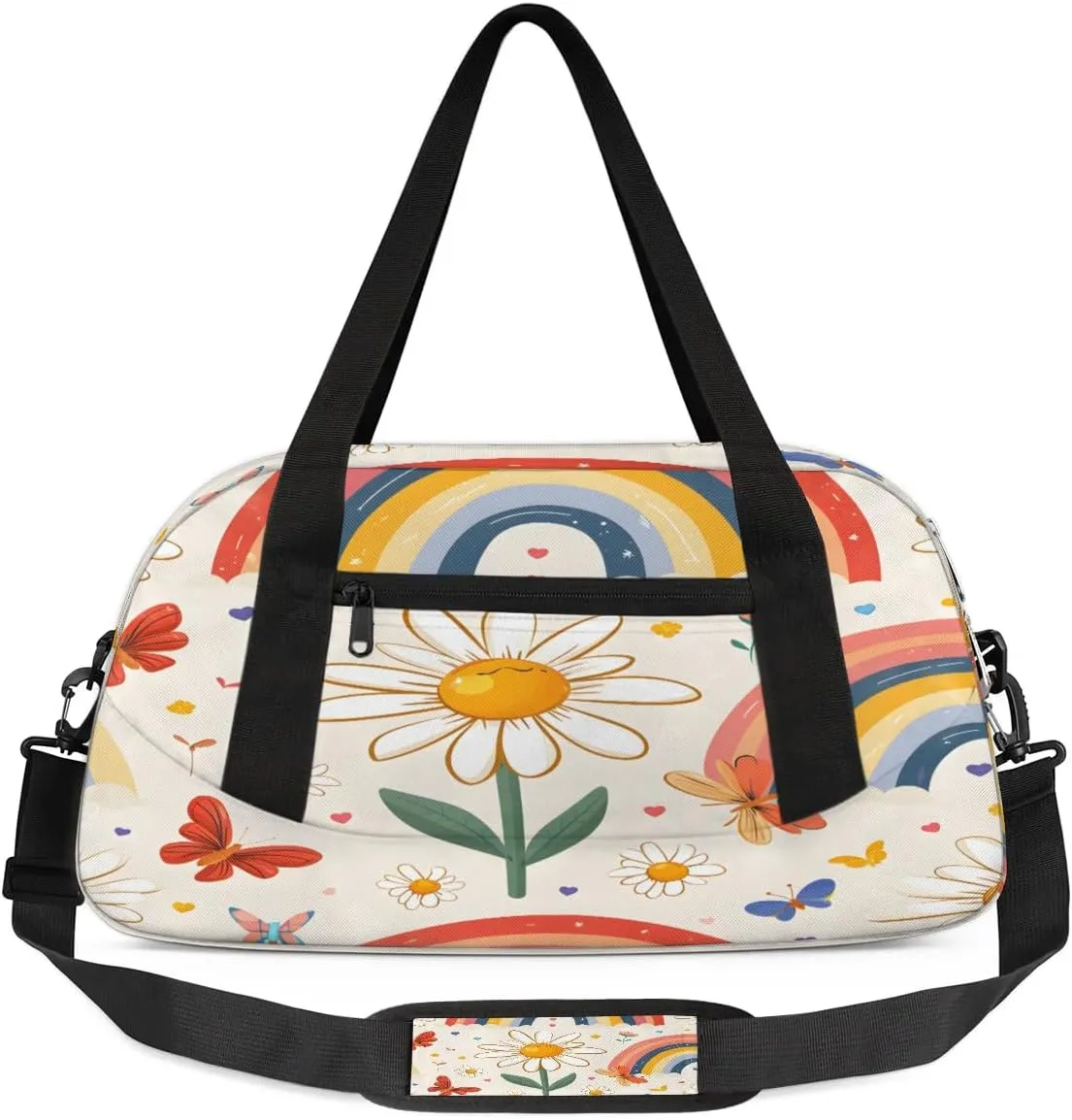 Sport Duffel Bag Butterfly Daisy Rainbow Kids Gym Bag Weekender Overnight Bags for Boys Girls Teens Carry On Workout Travel Bag