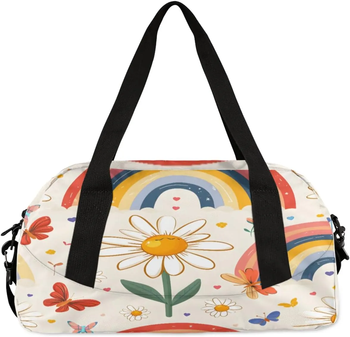 Sport Duffel Bag Butterfly Daisy Rainbow Kids Gym Bag Weekender Overnight Bags for Boys Girls Teens Carry On Workout Travel Bag
