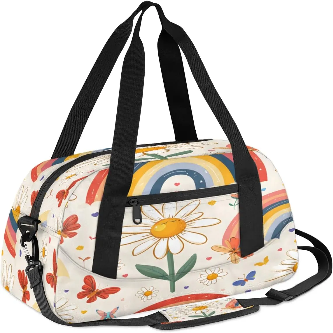 Sport Duffel Bag Butterfly Daisy Rainbow Kids Gym Bag Weekender Overnight Bags for Boys Girls Teens Carry On Workout Travel Bag
