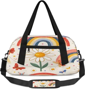 Sport Duffel Bag Butterfly Daisy Rainbow Kids Gym Bag Weekender Overnight Bags for Boys Girls Teens Carry On Workout Travel Bag