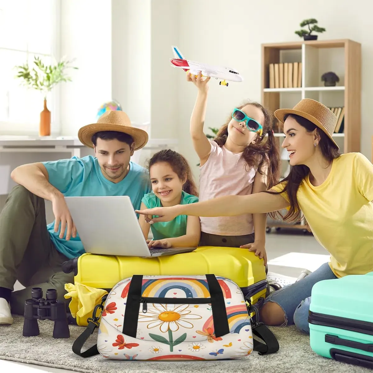 Sport Duffel Bag Butterfly Daisy Rainbow Kids Gym Bag Weekender Overnight Bags for Boys Girls Teens Carry On Workout Travel Bag