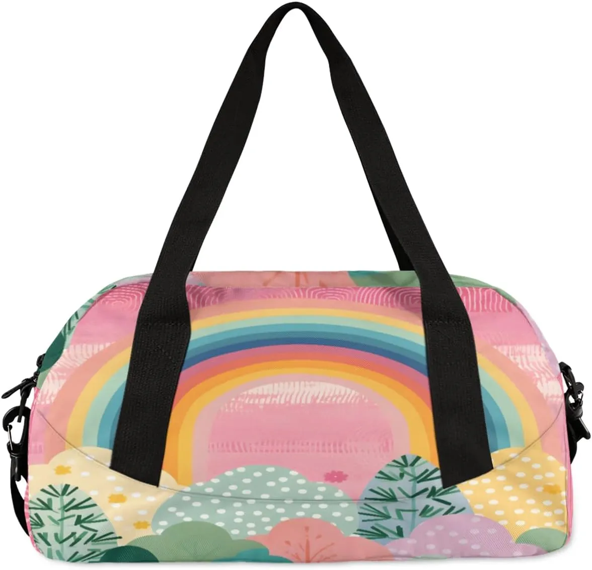 Sport Duffel Bag Cartoon Rainbow Tree Kids Gym Bag Weekender Overnight Bags for Boys Girls Teens Carry On Workout Travel Bag