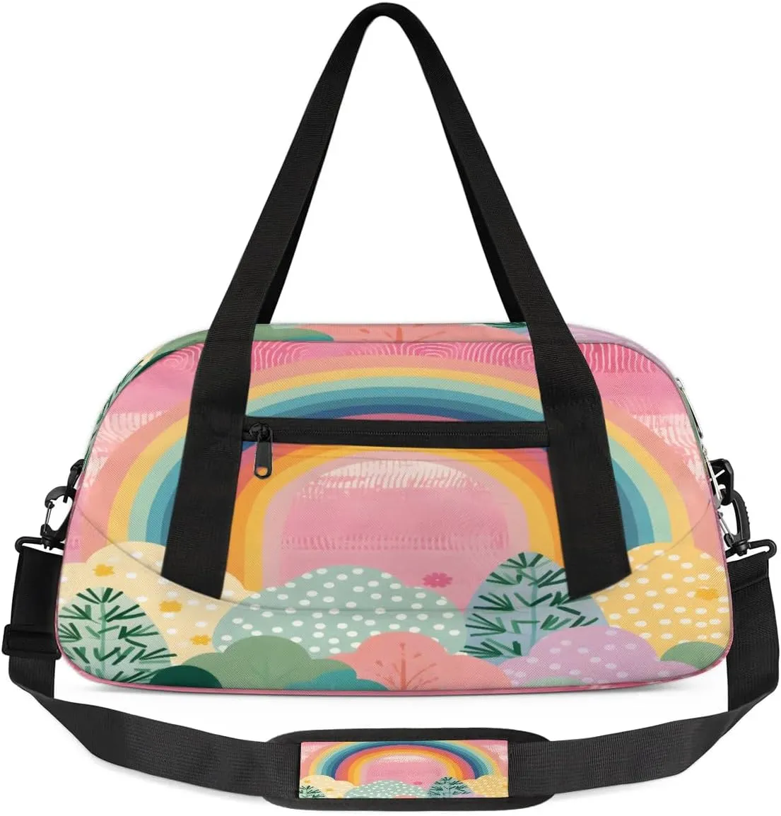 Sport Duffel Bag Cartoon Rainbow Tree Kids Gym Bag Weekender Overnight Bags for Boys Girls Teens Carry On Workout Travel Bag