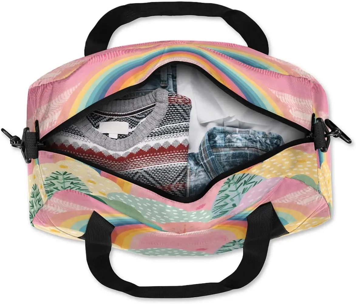 Sport Duffel Bag Cartoon Rainbow Tree Kids Gym Bag Weekender Overnight Bags for Boys Girls Teens Carry On Workout Travel Bag