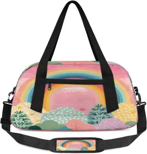 Sport Duffel Bag Cartoon Rainbow Tree Kids Gym Bag Weekender Overnight Bags for Boys Girls Teens Carry On Workout Travel Bag