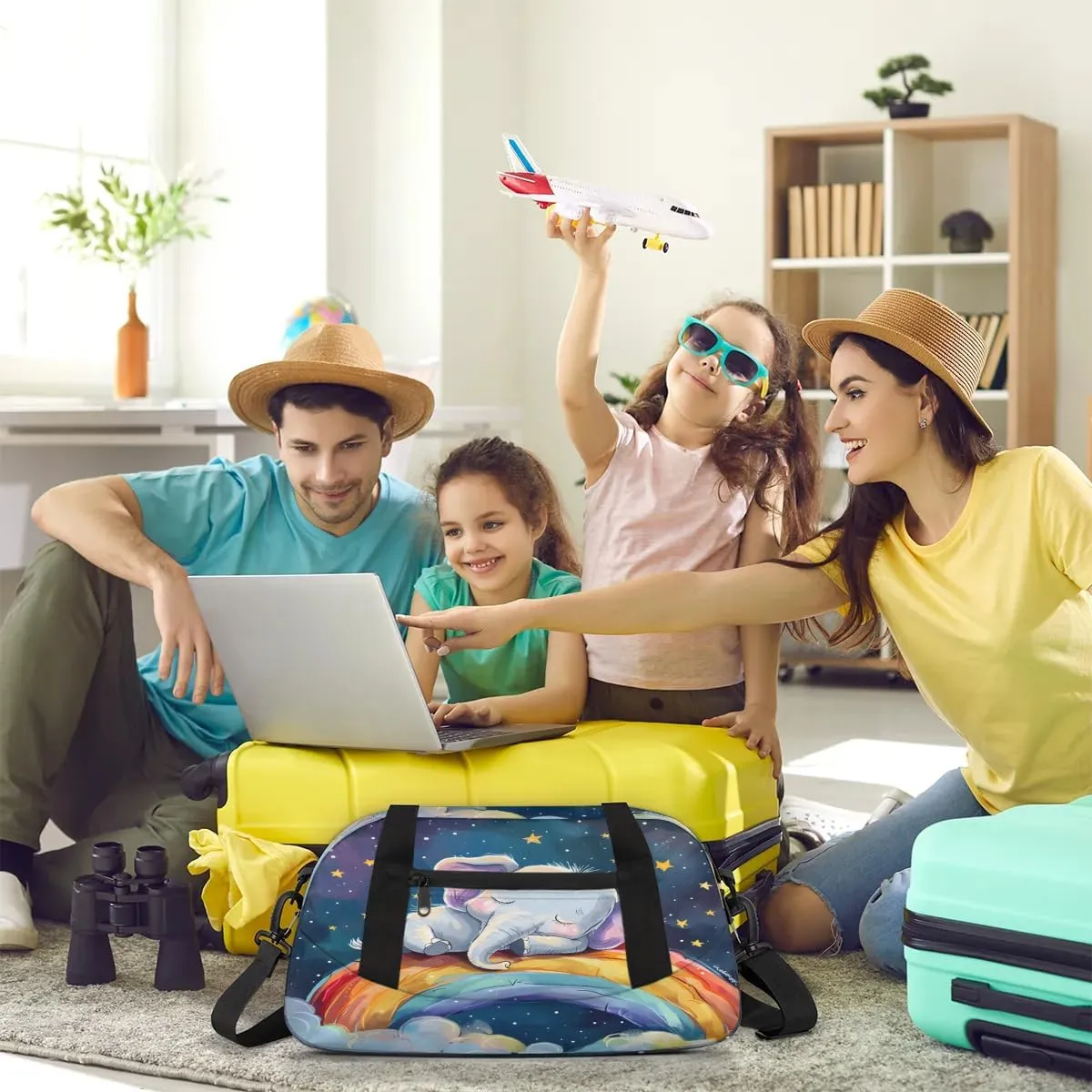 Sport Duffel Bag Elephant Rainbow Kids Gym Bag Weekender Overnight Bags for Boys Girls Teens Carry On Workout Travel Bag