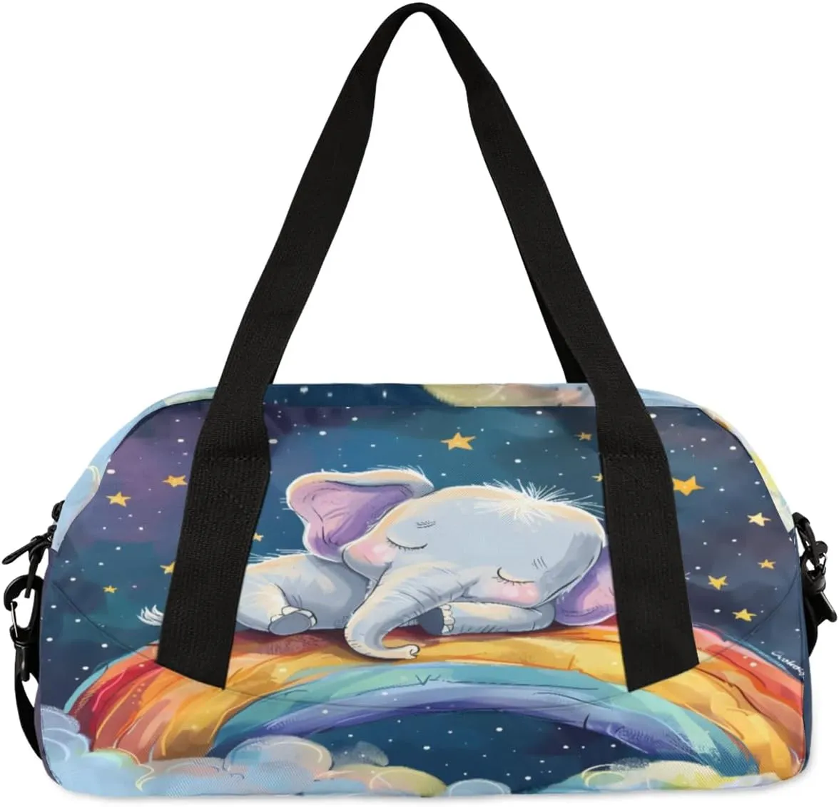 Sport Duffel Bag Elephant Rainbow Kids Gym Bag Weekender Overnight Bags for Boys Girls Teens Carry On Workout Travel Bag