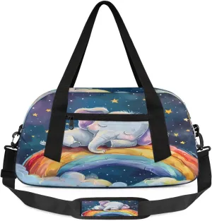 Sport Duffel Bag Elephant Rainbow Kids Gym Bag Weekender Overnight Bags for Boys Girls Teens Carry On Workout Travel Bag
