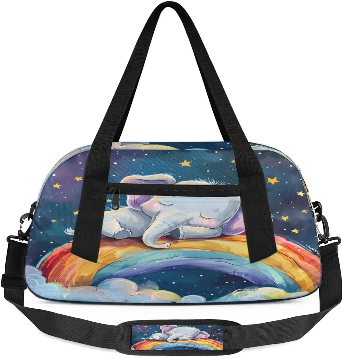 Sport Duffel Bag Elephant Rainbow Kids Gym Bag Weekender Overnight Bags for Boys Girls Teens Carry On Workout Travel Bag
