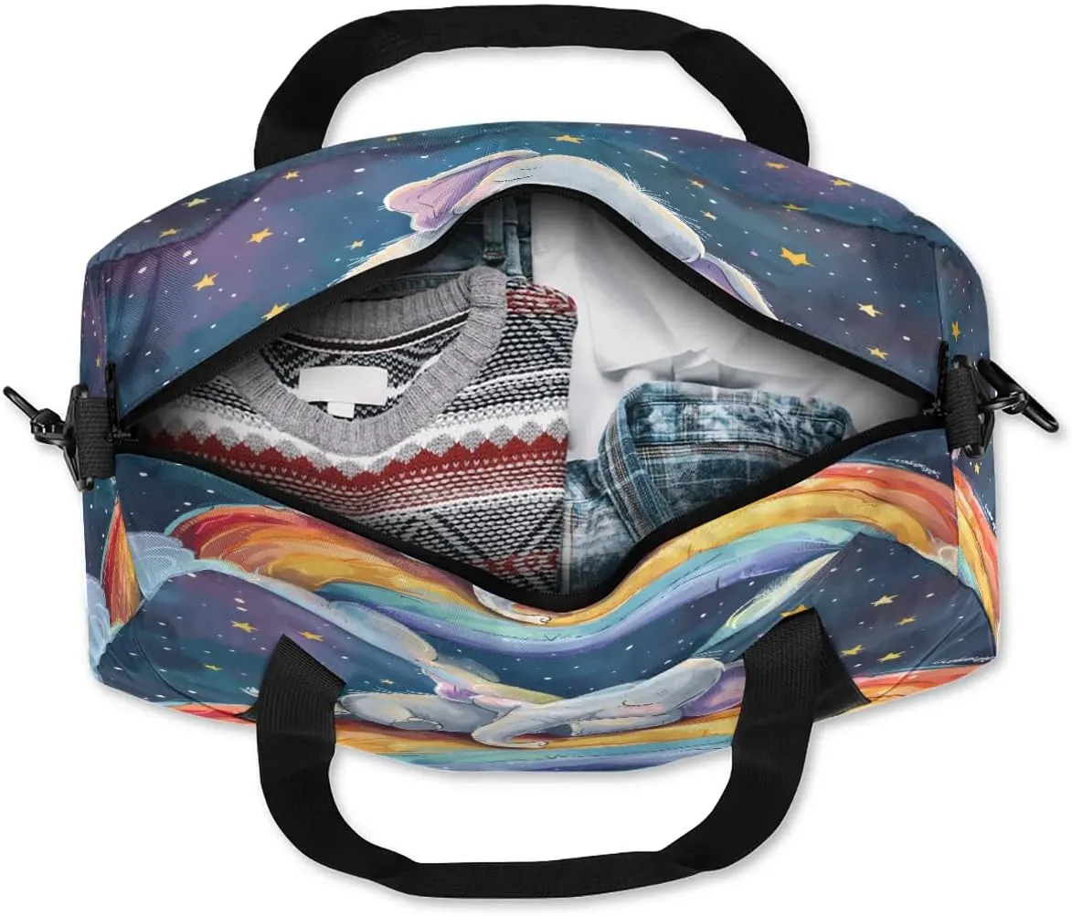 Sport Duffel Bag Elephant Rainbow Kids Gym Bag Weekender Overnight Bags for Boys Girls Teens Carry On Workout Travel Bag