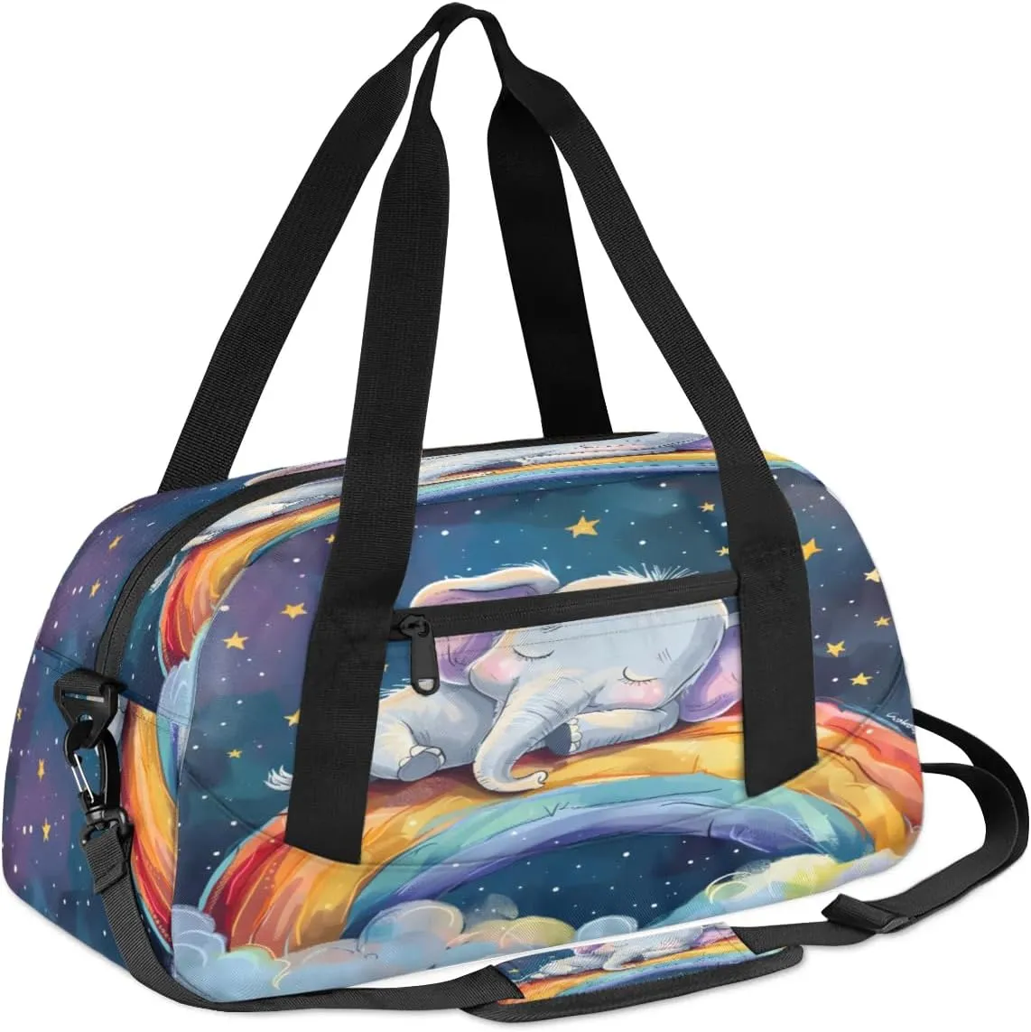Sport Duffel Bag Elephant Rainbow Kids Gym Bag Weekender Overnight Bags for Boys Girls Teens Carry On Workout Travel Bag