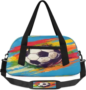 Sport Duffel Bag Football Graffiti Kids Gym Bag Weekender Overnight Bags for Boys Girls Teens Carry On Workout Travel Bag