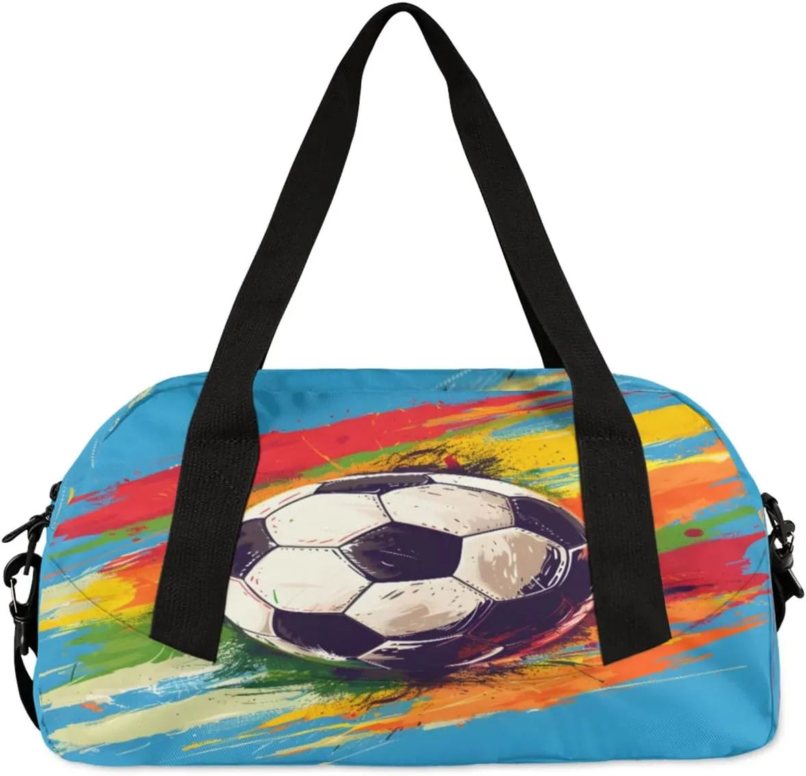 Sport Duffel Bag Football Graffiti Kids Gym Bag Weekender Overnight Bags for Boys Girls Teens Carry On Workout Travel Bag
