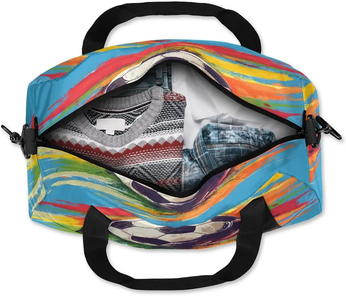 Sport Duffel Bag Football Graffiti Kids Gym Bag Weekender Overnight Bags for Boys Girls Teens Carry On Workout Travel Bag