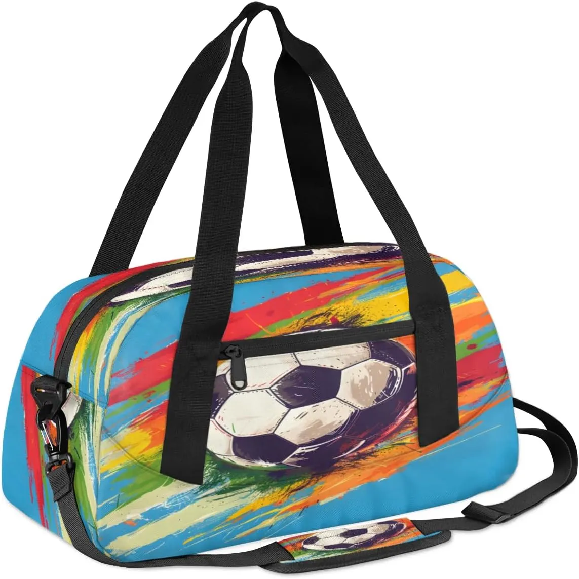 Sport Duffel Bag Football Graffiti Kids Gym Bag Weekender Overnight Bags for Boys Girls Teens Carry On Workout Travel Bag