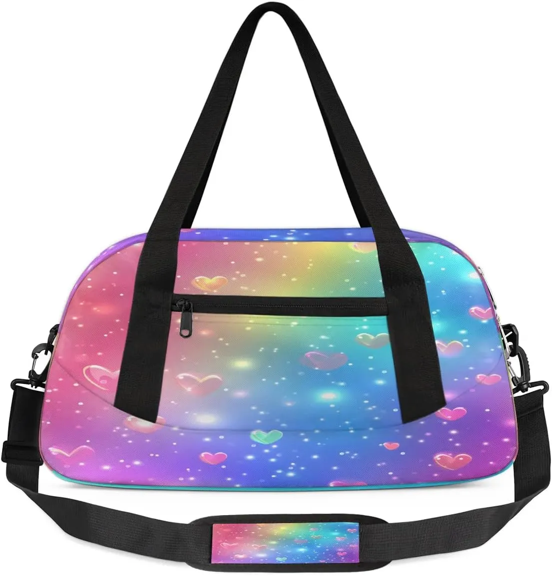 Sport Duffel Bag Love Heart Rainbow Kids Gym Bag Weekender Overnight Bags for Boys Girls Teens Carry On Workout Travel Bag