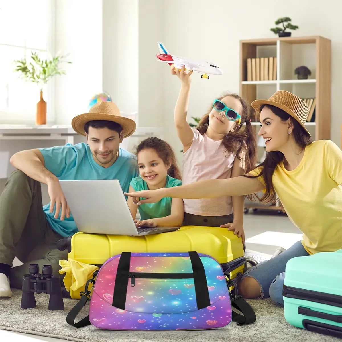 Sport Duffel Bag Love Heart Rainbow Kids Gym Bag Weekender Overnight Bags for Boys Girls Teens Carry On Workout Travel Bag