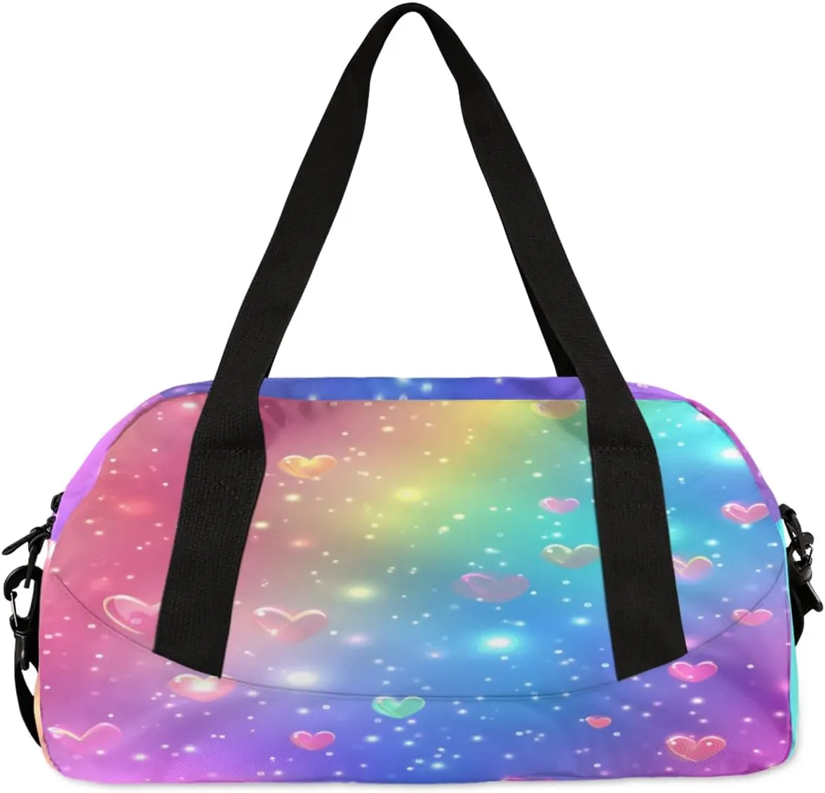 Sport Duffel Bag Love Heart Rainbow Kids Gym Bag Weekender Overnight Bags for Boys Girls Teens Carry On Workout Travel Bag