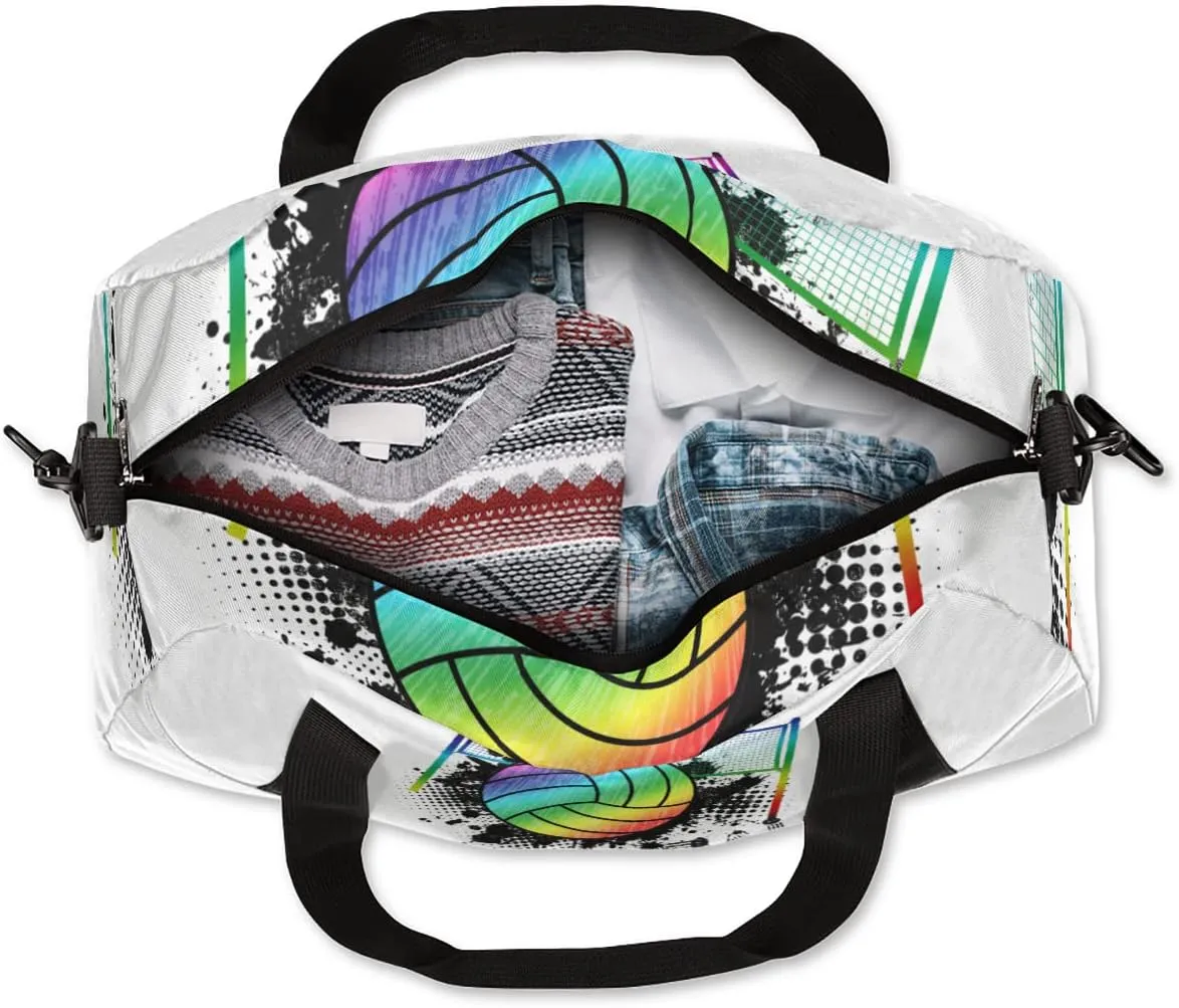 Sport Rainbow Volleyball Kids Duffle Bag for Boys Girls Dance Bag, Sport Gym Bags Overnight Travel Bags Teen Kids Weekender Bag for School Practice Gymnastic Ballet