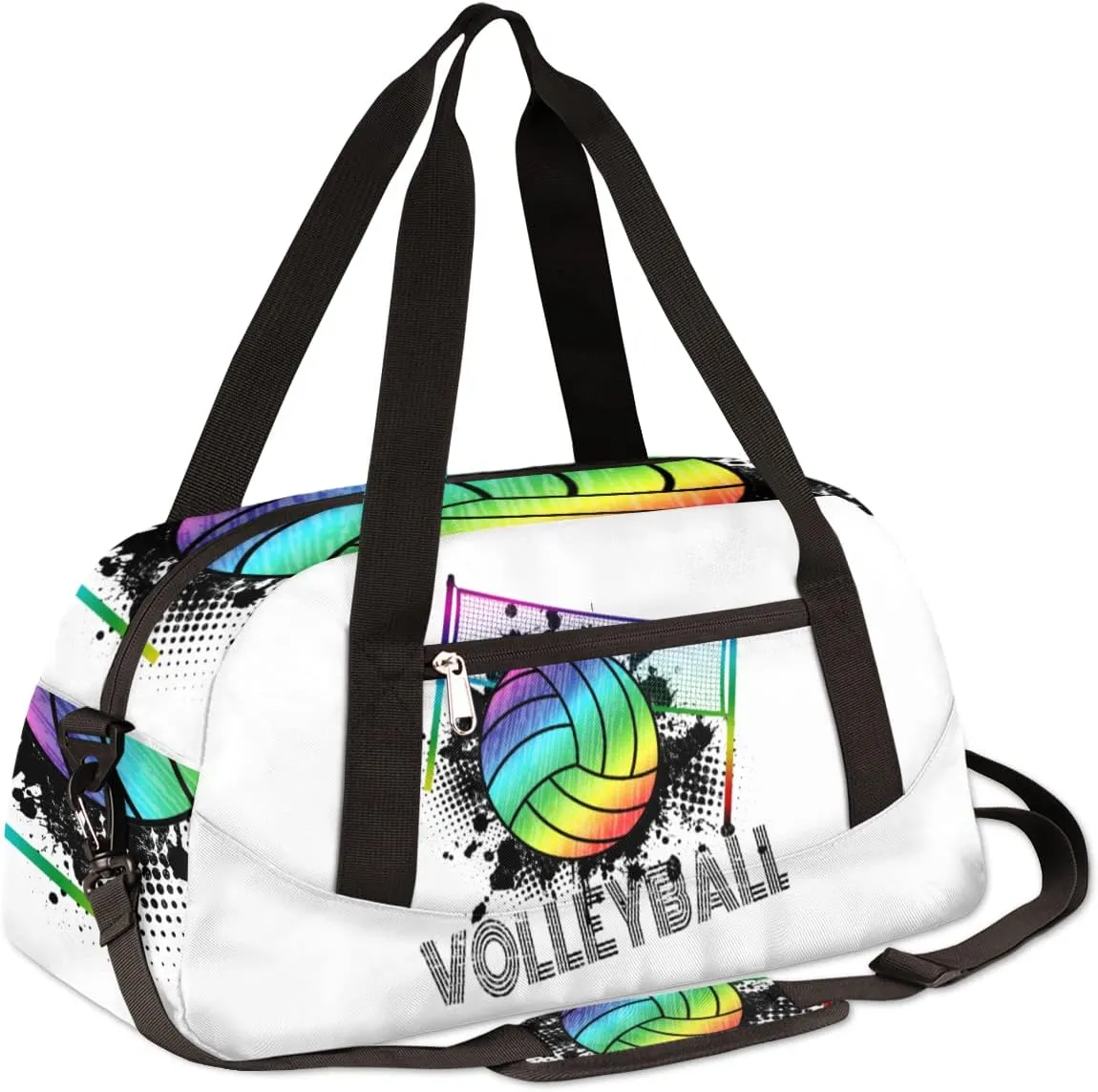 Sport Rainbow Volleyball Kids Duffle Bag for Boys Girls Dance Bag, Sport Gym Bags Overnight Travel Bags Teen Kids Weekender Bag for School Practice Gymnastic Ballet