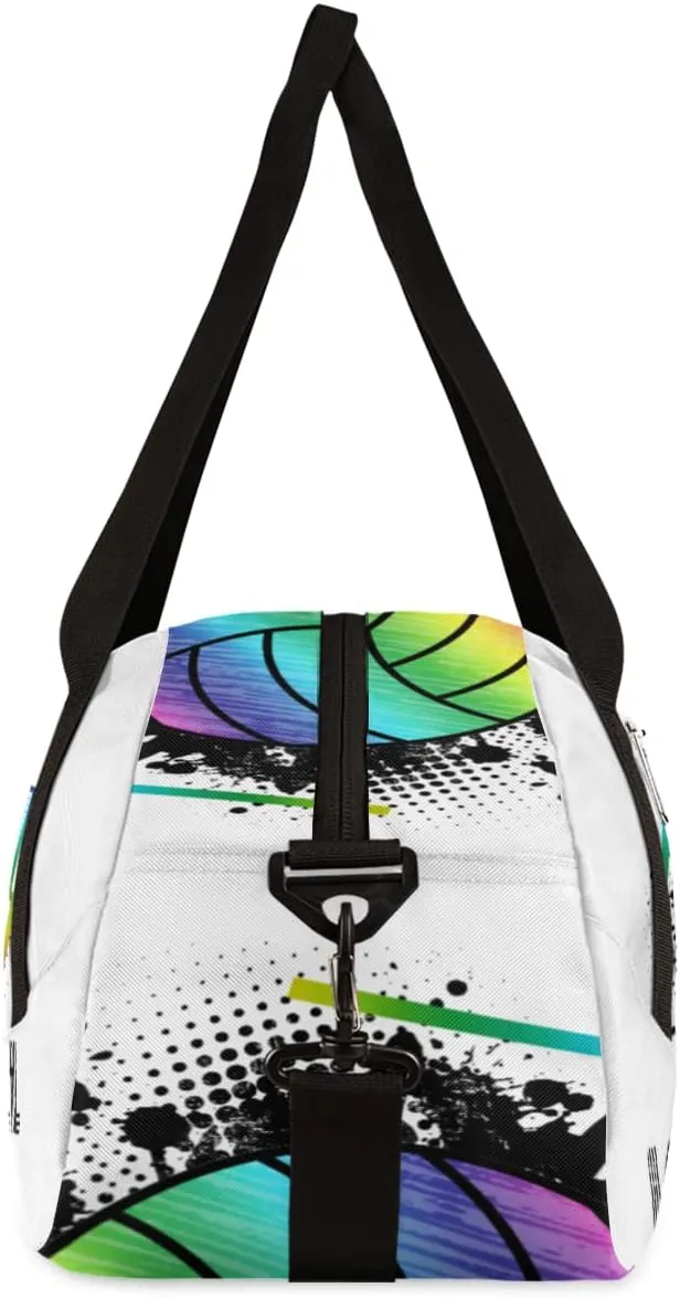 Sport Rainbow Volleyball Kids Duffle Bag for Boys Girls Dance Bag, Sport Gym Bags Overnight Travel Bags Teen Kids Weekender Bag for School Practice Gymnastic Ballet