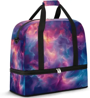 Sports Duffel Bag, Foldable Liquid Texture Travel Duffel Bag, Gym Yoga Beach Bag Weekender Overnight Bag with Shoes Compartment for Men Women, Rainbow