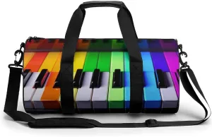 Sports Gym Bag for Women Men Travel Duffel Bag Tote Weekender Bag Colorful Piano Music Rainbow Carry on Overnight Bag for Travel Swimming Fitness Workout Sports Duffle Bag