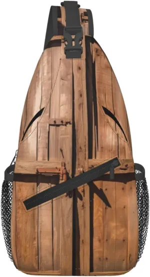 Stall Barn Door print Cross bag, chest crossbody bag, men's casual chest bag travel hiking backpack