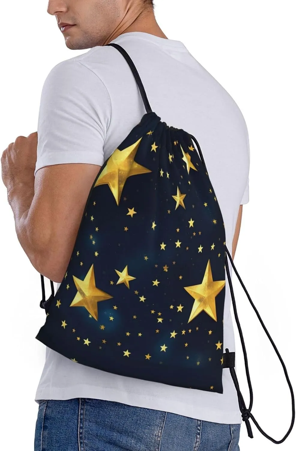 Stars Eastern Pattern Print Drawstring Bags Backpack Bag Sport Gym Sack Drawstring Bag Shopping String Bag
