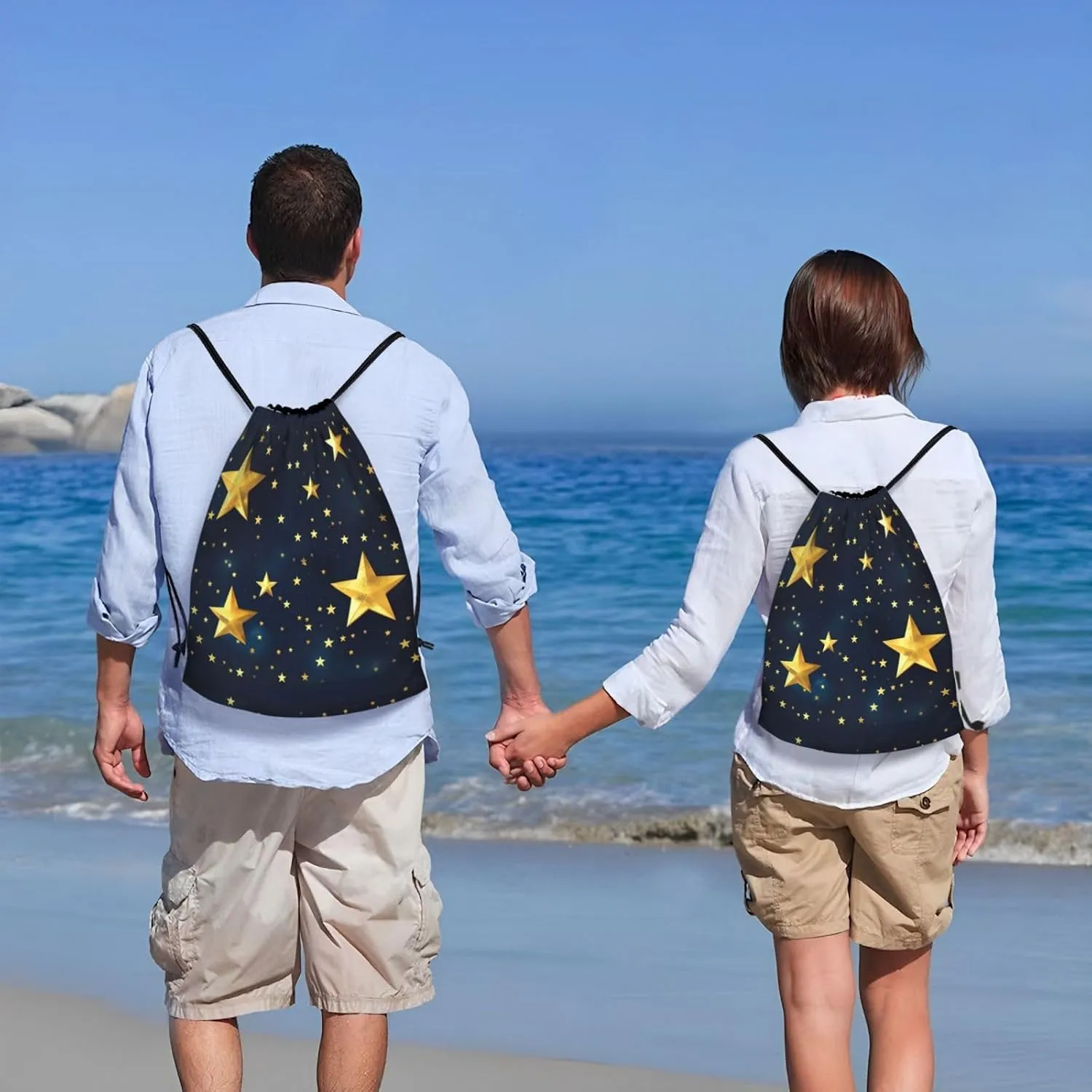 Stars Eastern Pattern Print Drawstring Bags Backpack Bag Sport Gym Sack Drawstring Bag Shopping String Bag