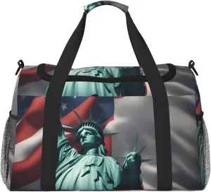 Statue of Liberty Flag print Overnight Bags for Women and Men Shoulder Bag Carry On Bag for Traveling Travel Essentials