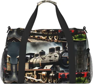Steam Locomotive Train print Carry on Bag Underseat Personal Item Bag Travel Duffel Bag Gym Carry On Sports Bag