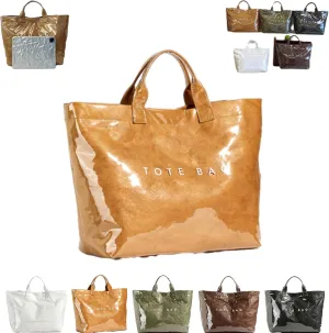 Stellaya Women's Letters Print Tote Bag, Large Pvc Waterproof Canvas Bag, Shopping Fashion Plastic Hobo Top Handle
