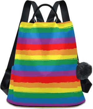 SUABO Rainbow Respect Pride Flag Women Backpack Purse Anti-theft Casual Shoulder Bag Fashion Ladies Bags
