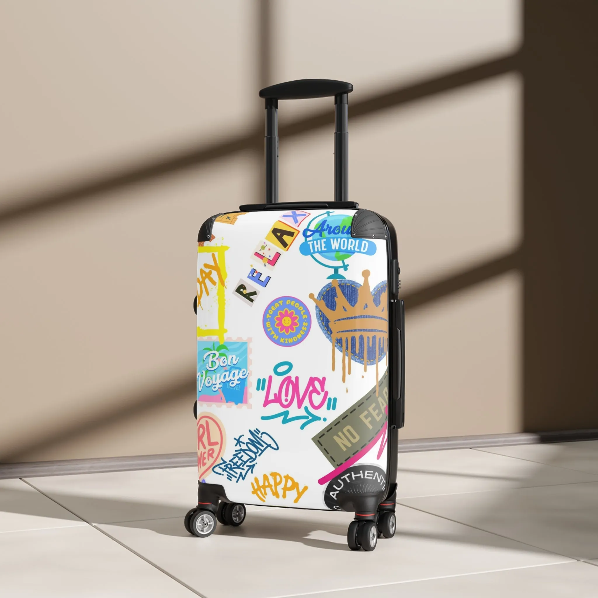 Suitcase with graffiti print