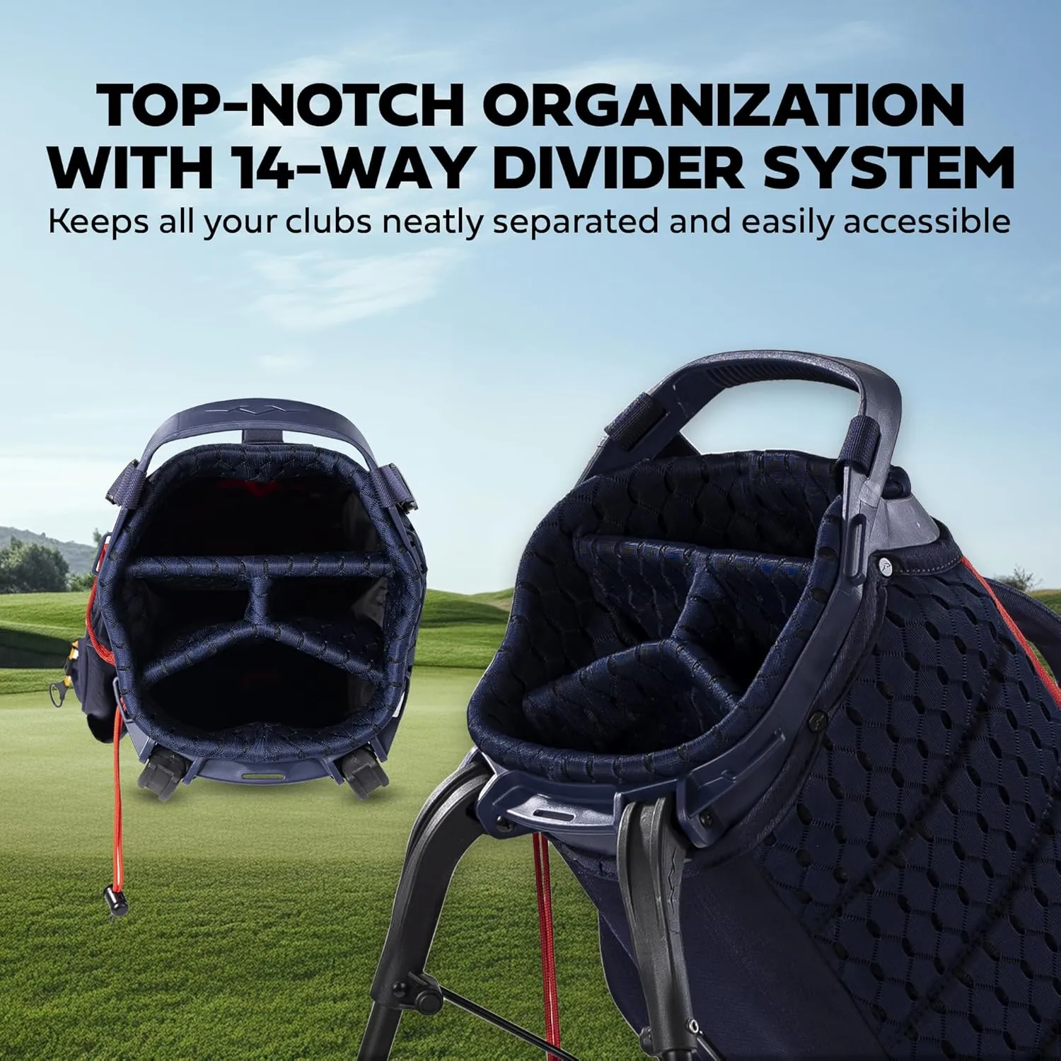 Sun Mountain 2025 Women’s 3.5 14-Way Golf Stand Bag - Durable Golf Bag with Eight Pockets for Ample Storage - Features an Ergonomic EZ-Fit Dual Strap System and a Matching Rain Hood