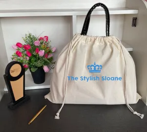 Suzy 20  20x16 Beige cotton bags with beige drawsstrings