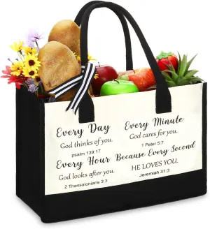 Sweetude Bible Canvas Tote Bag Scripture Christian Bible Canvas Bag Inspirational Gifts for Women