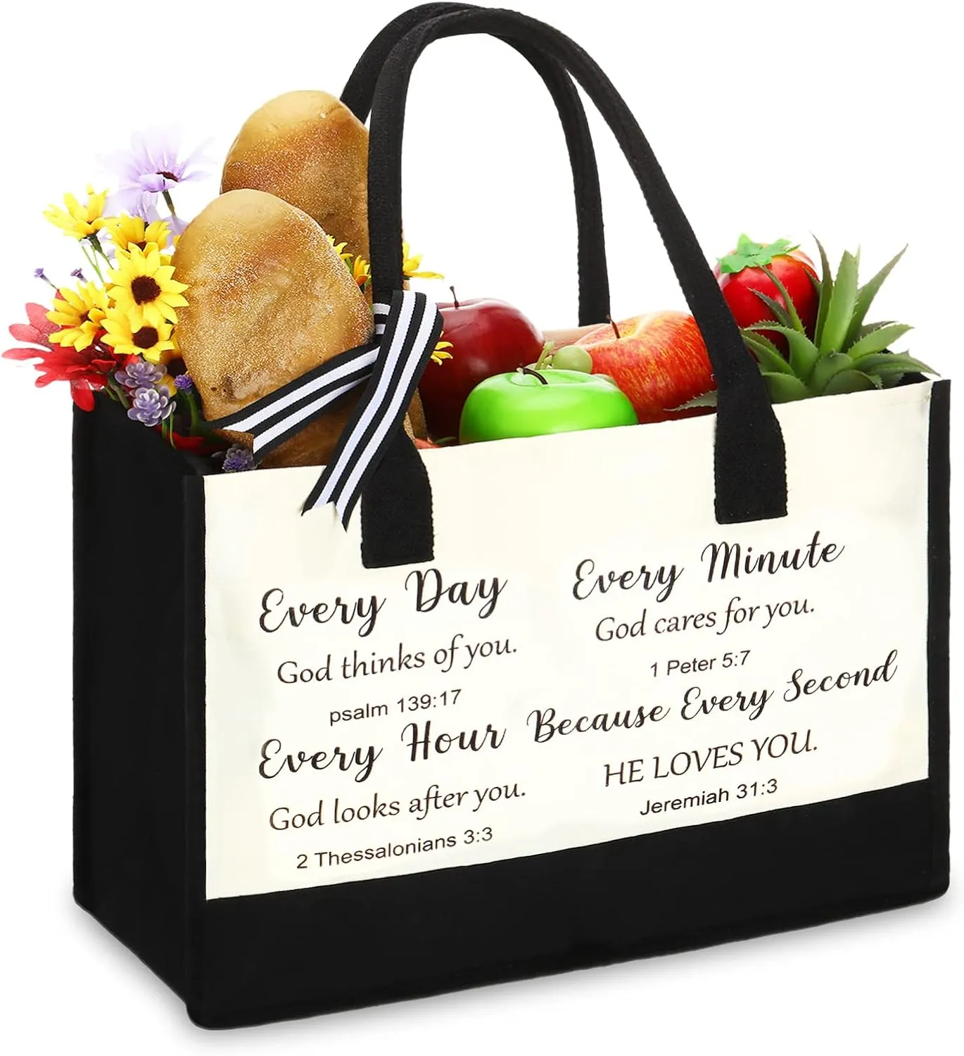 Sweetude Bible Canvas Tote Bag Scripture Christian Bible Canvas Bag Inspirational Gifts for Women