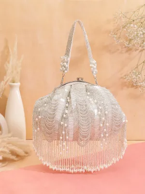 Swisni silver tassel batua clutch