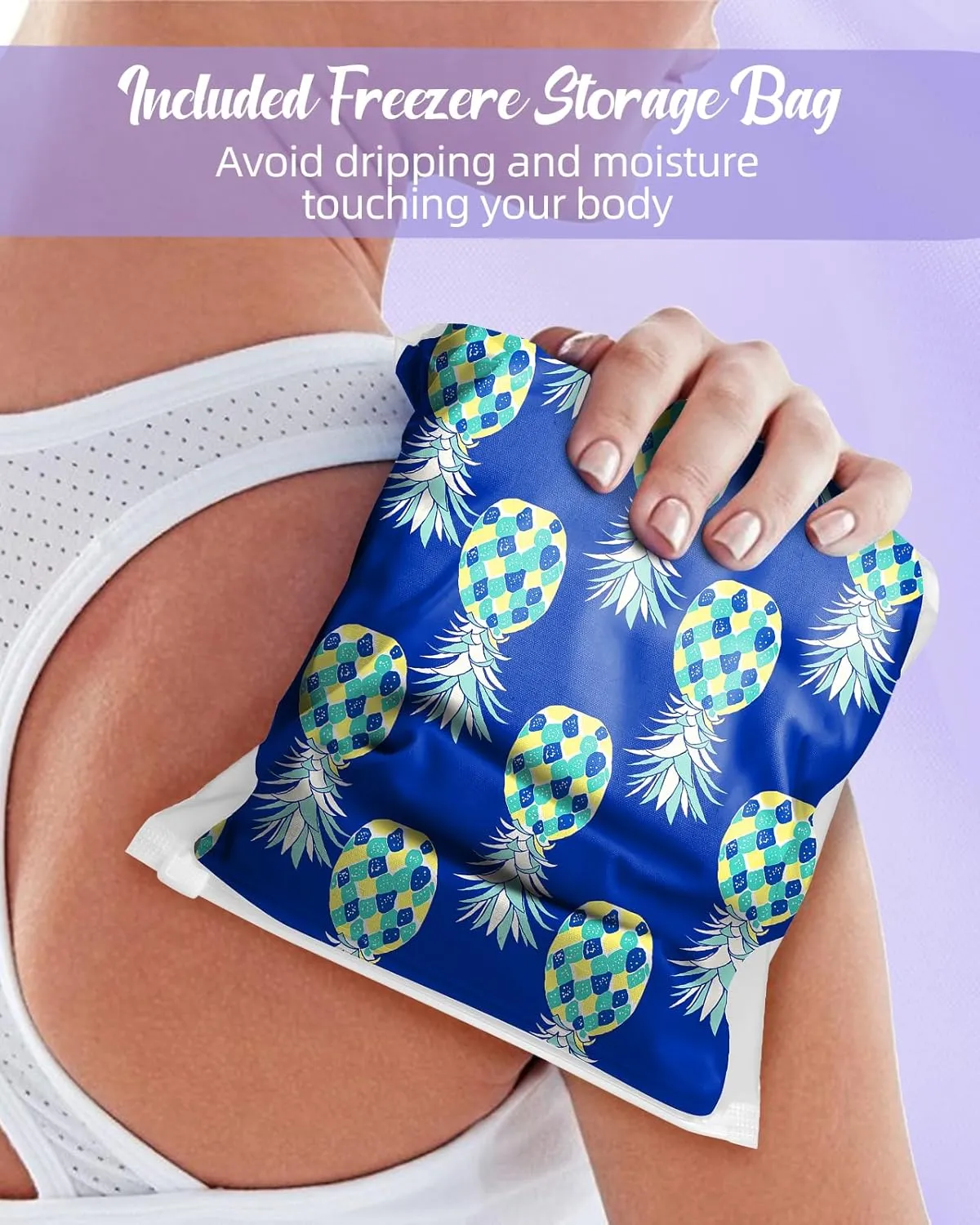 Swooflia Microwave Heating Pad for Warm Cold Compress - Lavender Flaxseeds Bags Hot Pack for Heat Therapy Chronic Pain Relief Back Cramps Shoulders Neck Women, Blue Pineapple Detachable Stuffed Cover