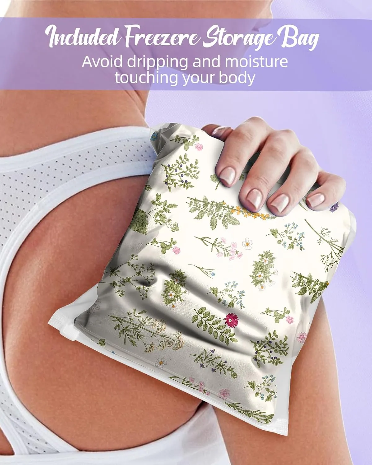 Swooflia Microwave Heating Pad for Warm Cold Compress - Lavender Flaxseeds Bags Hot Pack for Heat Therapy Chronic Pain Relief Back Cramps Shoulders Neck Women, Green Floral Detachable Stuffed Cover