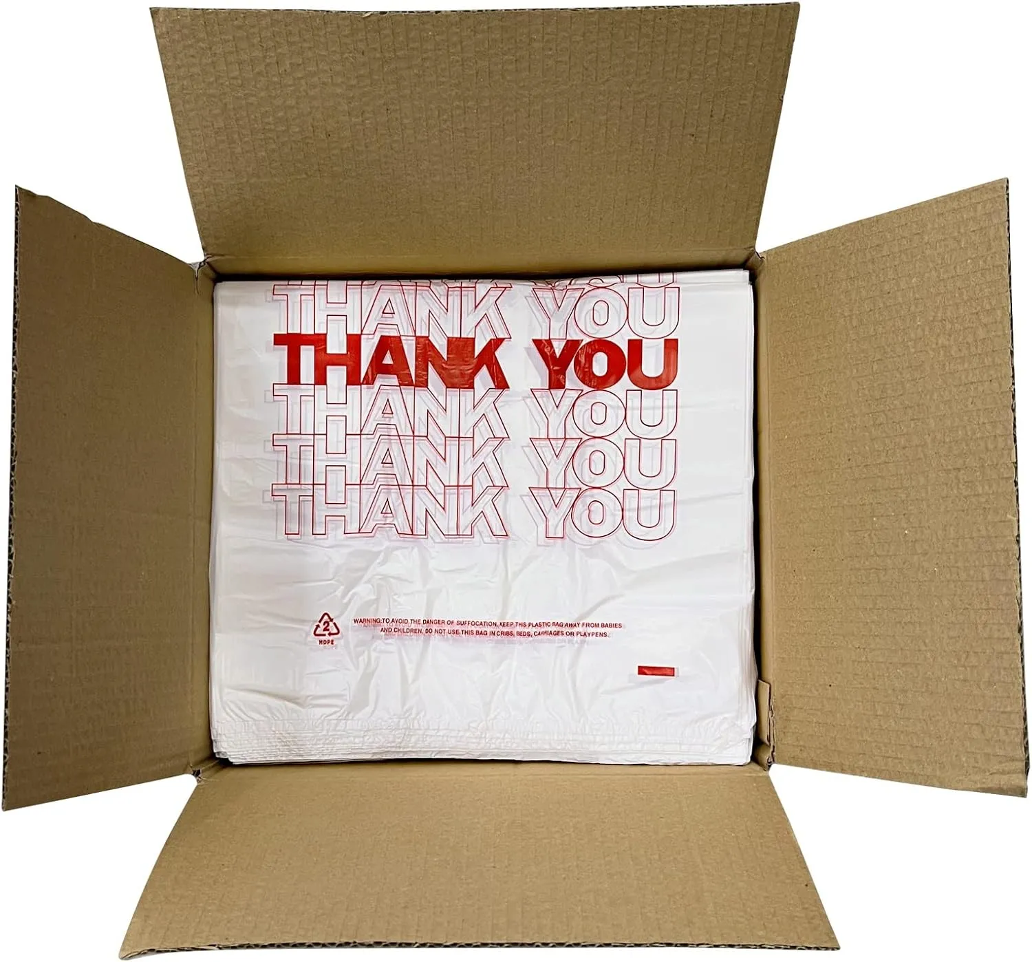 TashiBox Plastic bags with handles，thank you bags，Measures 11.5" X 6.25" X 21", 15mic, 0.6 Mil (400 Count),Reusable and Disposable Grocery Bags