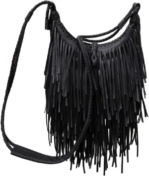 Tassle Shoulder Bags for Women PU Leather Handbag Bohemia Satchel Zipper Crossbody Bag Purse