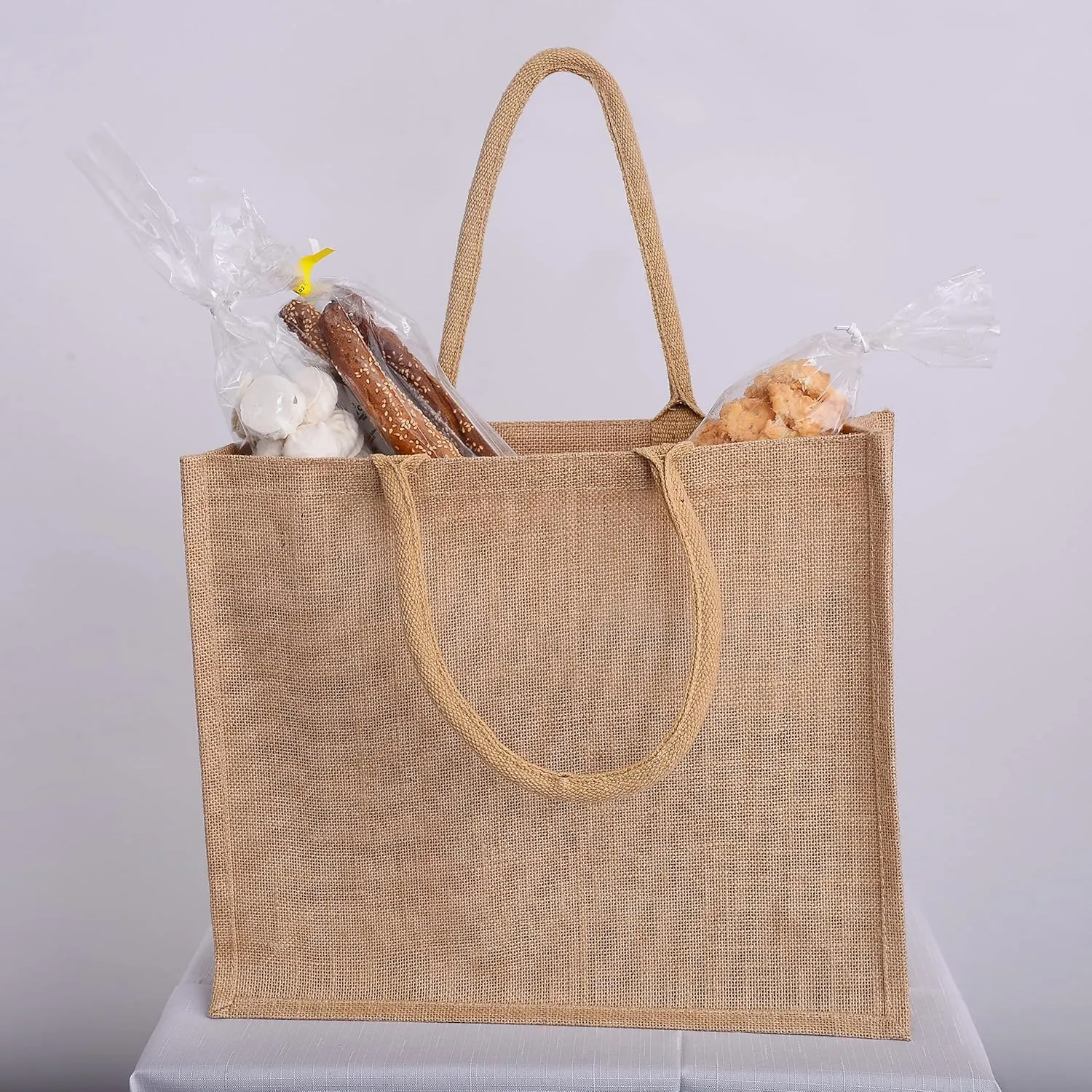 TBF Heavy Duty Reusable Jute Burlap Tote Bags in Bulk for Shopping Grocery Wedding Welcome Gifts and More