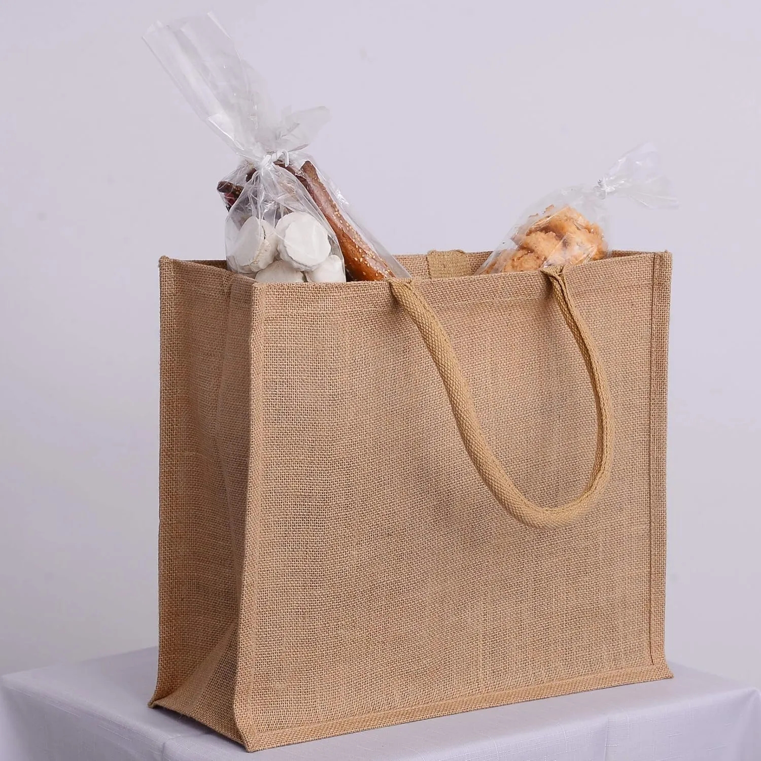TBF Heavy Duty Reusable Jute Burlap Tote Bags in Bulk for Shopping Grocery Wedding Welcome Gifts and More