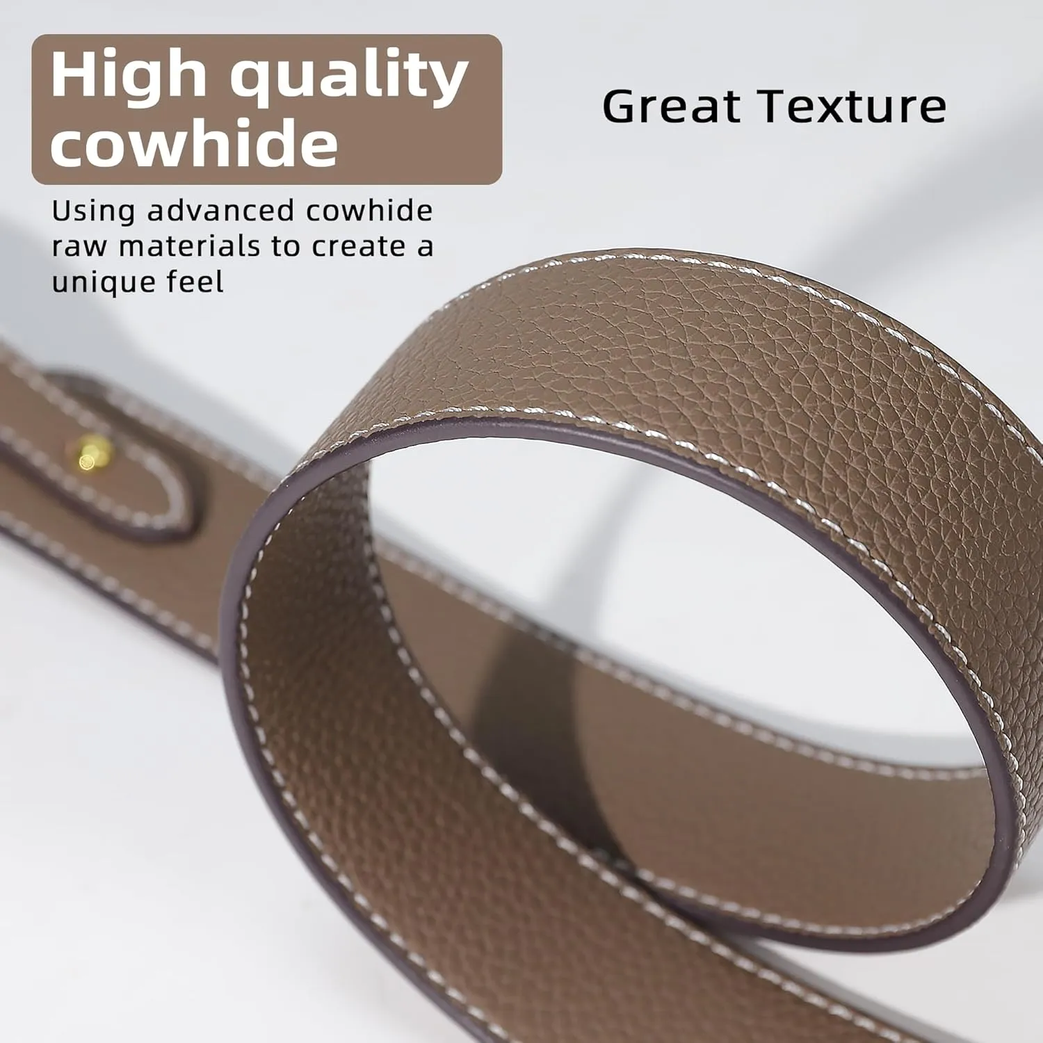 TC Leather Strap for Hermes Picotin/Lindy/Evelyne bag, Multi length Handmade Cowhide Crossbody Purse Strap for Handbag【19.7inch long, 1.1inch wide, Etoupe Grey (Gold Studs)】