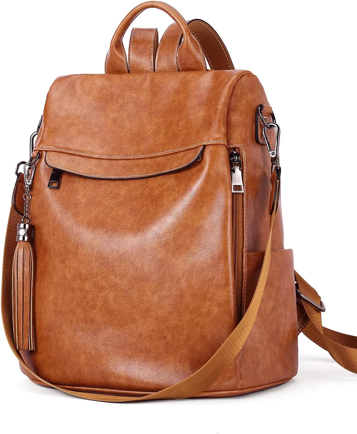Telena Backpack Purse for Women, PU Leather Anti Theft Travel Purse Shoulder Bags with Tassel
