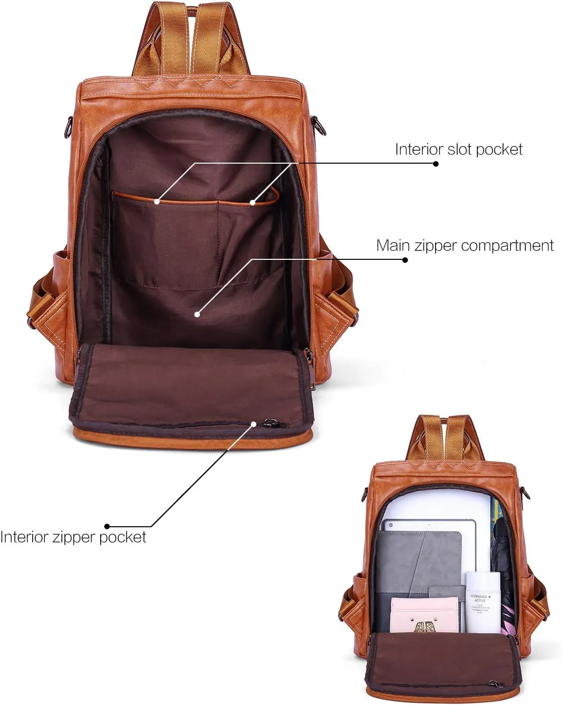 Telena Backpack Purse for Women, PU Leather Anti Theft Travel Purse Shoulder Bags with Tassel
