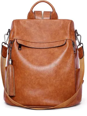 Telena Backpack Purse for Women, PU Leather Anti Theft Travel Purse Shoulder Bags with Tassel